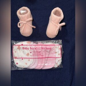 Pink Baby Booties and Mittens Set bundle